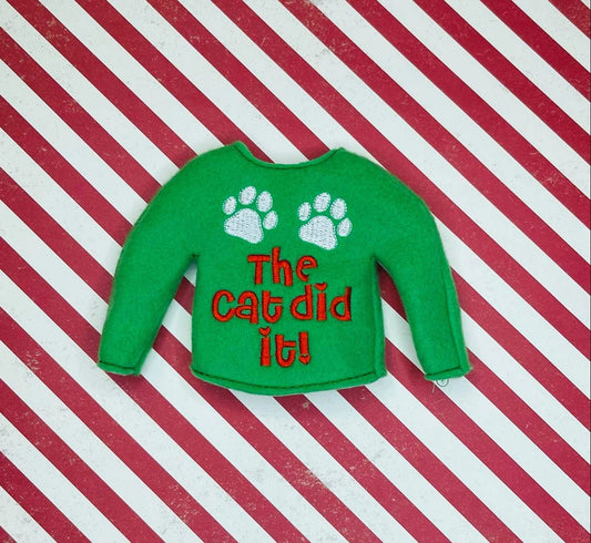 The Cat did it Elf Sweater