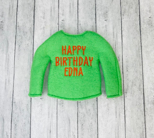 Happy Birthday Edna Elf Sweater